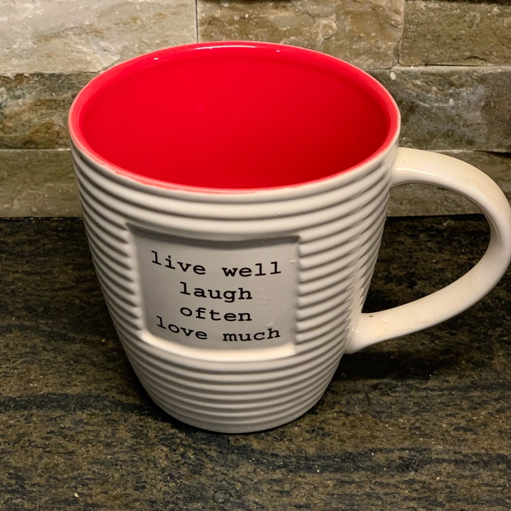 THE OLD POTTERY COMPANY |  Live Well Laugh Often Love Much | Red & White Mug